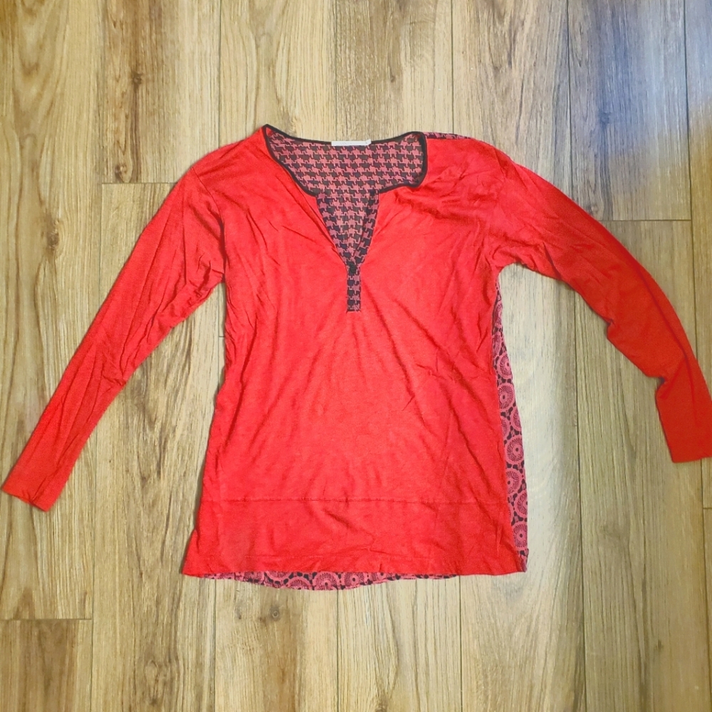 Anthropologie Language soft silk long sleeve top
